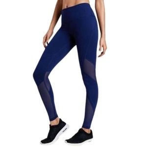 VSX Sport Knockout Leggings Womens Small Blue Mesh Panels Waistband Pocket